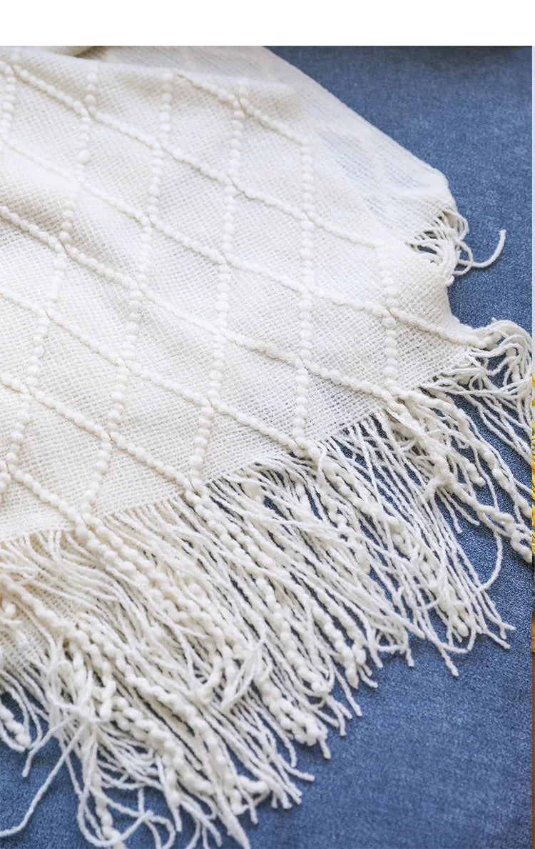 Textured Knit Throw Blanket with Tassels | 13 Colors | 50x71 to 59x91 in