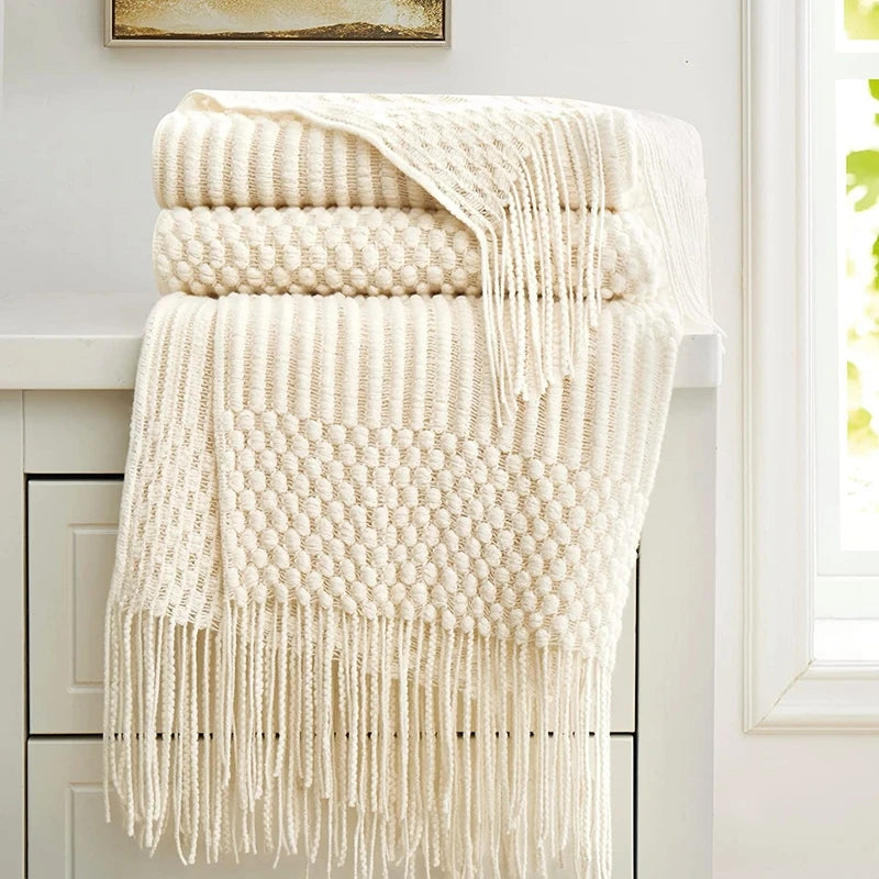 Textured Boho Knit Throw | Chunky Vintage Style