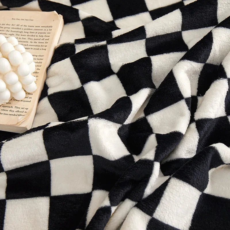 Checkerboard Throw Blanket | Black and White | 39x59 or 59x79 in