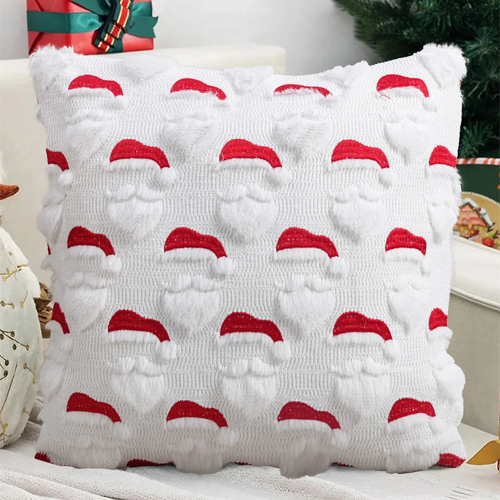 Knit Christmas Pillow Cover | Tree and Santa Designs, Cover Only | 18x18 in