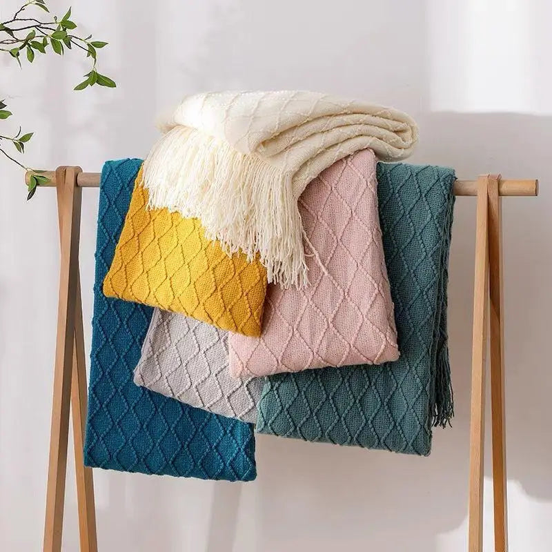 Textured Boho Knit Throw | Chunky Vintage Style