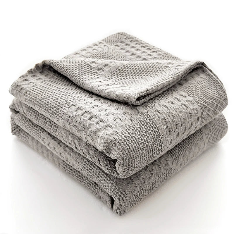Cotton Waffle Throw Blanket | 100% Cotton, Breathable | 39x59 to 79x91 in