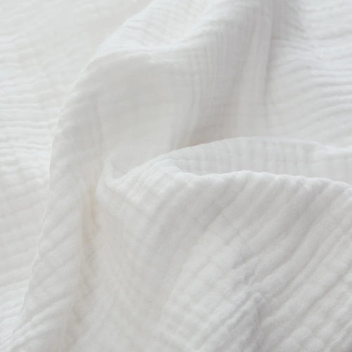 Close-up of white six-layer cotton muslin texture (supplier photo)