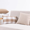 Beige Plaid Striped Pillow Cover | Cover Only | 12x20 or 18x18 in