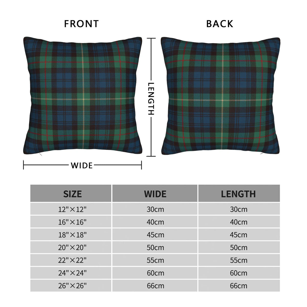 Black Watch Tartan Pillow Cover | Holiday Plaid, Cover Only | 12x12 to 20x20 in