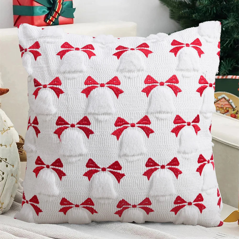 Knit Christmas Pillow Cover | Tree and Santa Designs, Cover Only | 18x18 in