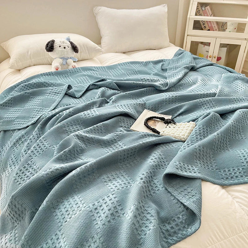 Cotton Waffle Throw Blanket | 100% Cotton, Breathable | 39x59 to 79x91 in