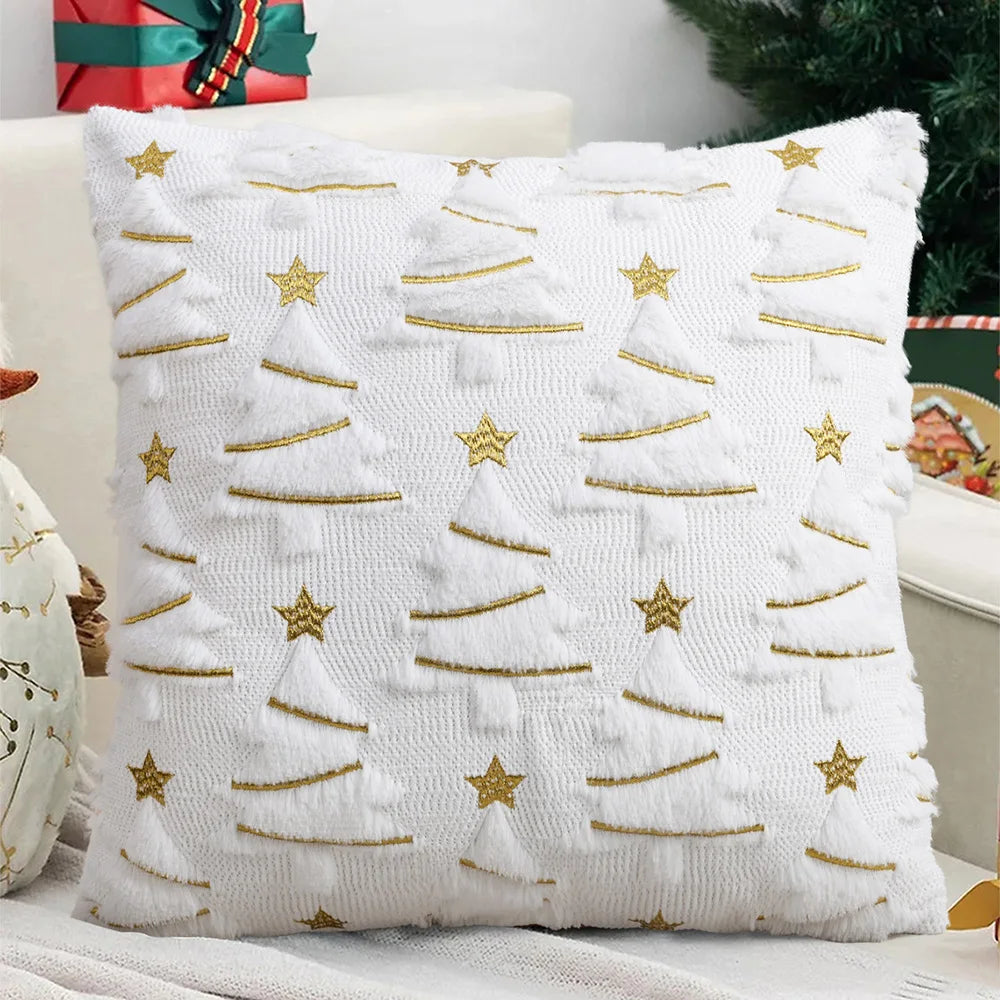 Knit Christmas Pillow Cover | Tree and Santa Designs, Cover Only | 18x18 in