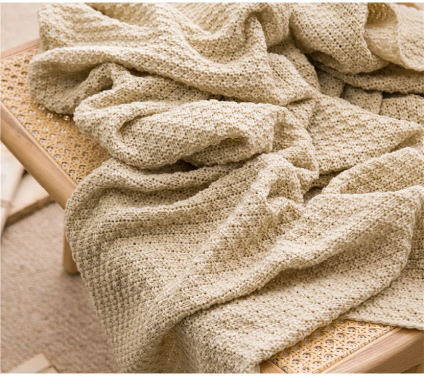 Waffle-Knit Throw Blanket with Tassels | Embossed Chunky Texture