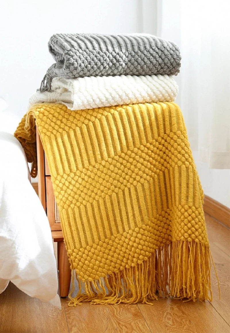 Textured Boho Knit Throw | Chunky Vintage Style