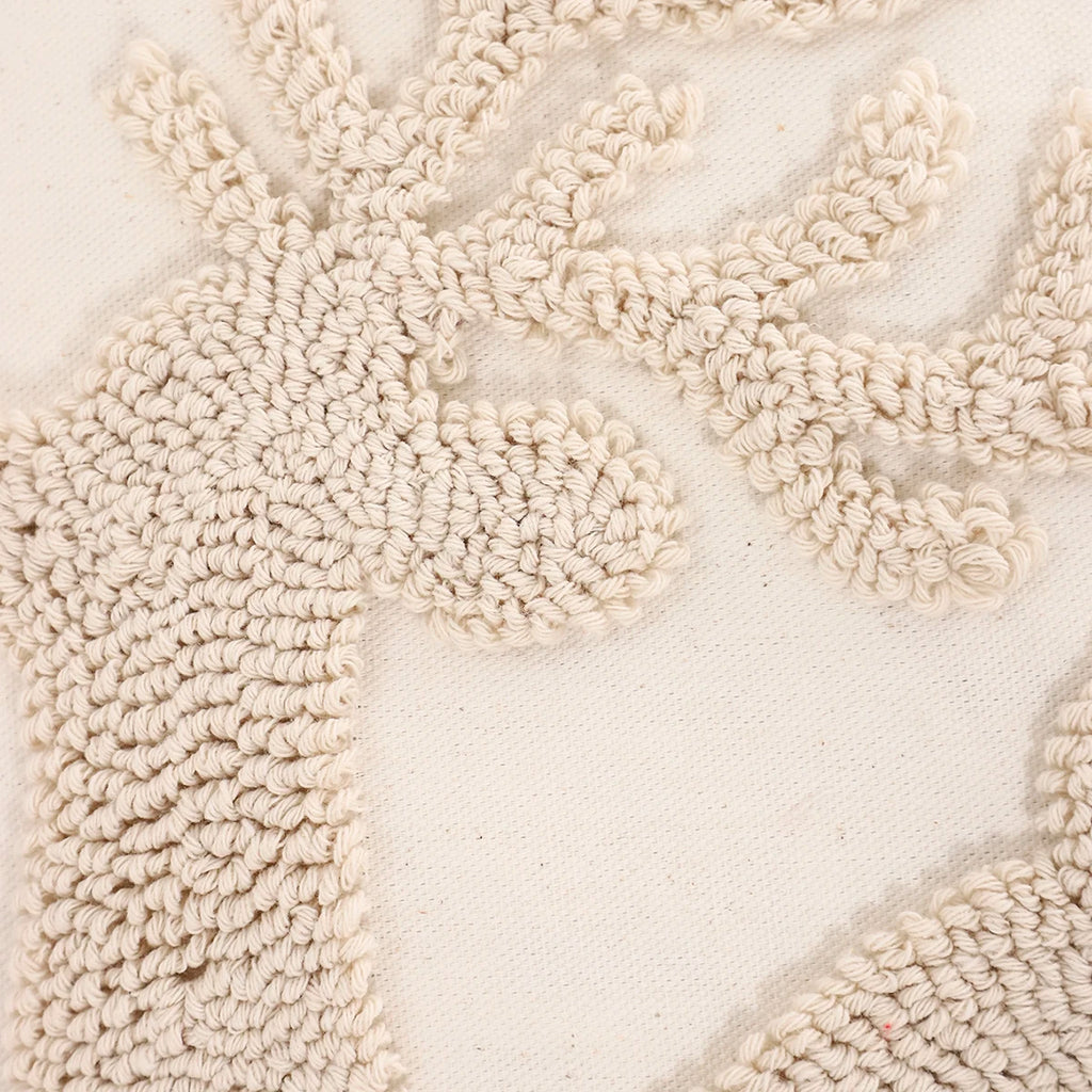 Tufted Snowflake and Reindeer Pillow Cover | Embroidered, Cover Only | 18x18 in