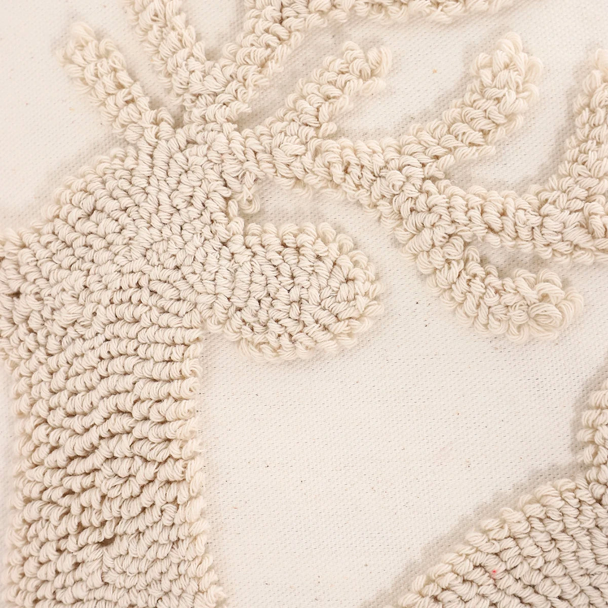 Tufted Snowflake and Reindeer Pillow Cover | Embroidered, Cover Only | 18x18 in