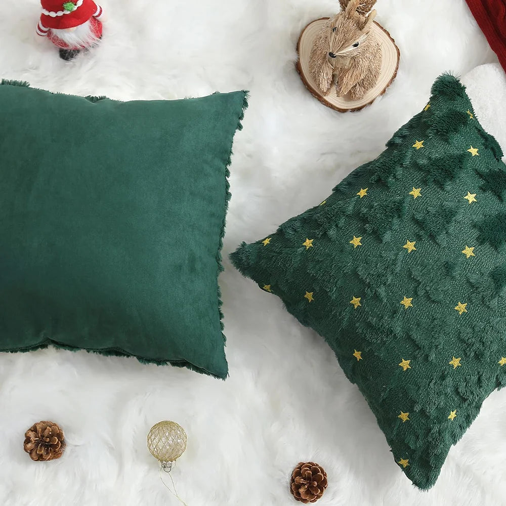 Knit Christmas Pillow Cover | Tree and Santa Designs, Cover Only | 18x18 in