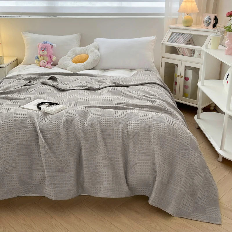 Cotton Waffle Throw Blanket | 100% Cotton, Breathable | 39x59 to 79x91 in