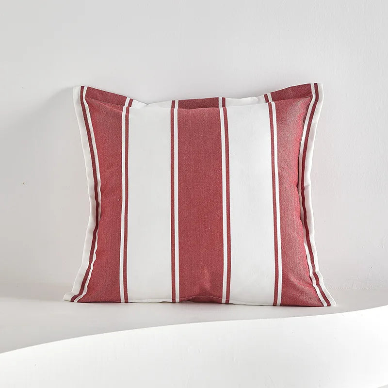Red and White Checkered Pillow Cover | Velvet with Tassels, Cover Only | 18x18 in
