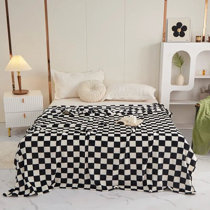 Checkerboard Throw Blanket | Black and White | 39x59 or 59x79 in