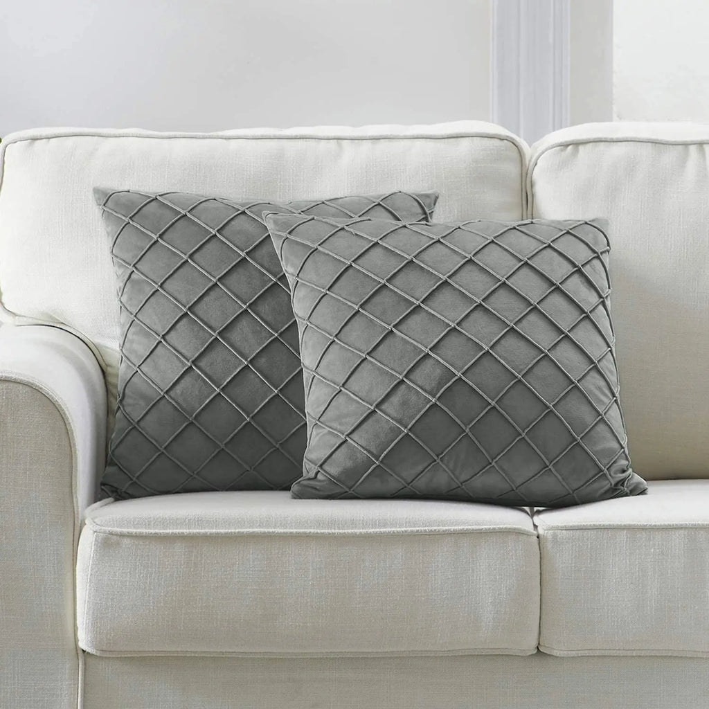 Dark Gray Velvet Plaid Pillow Cover | Cover Only | 12x20 to 20x20 in