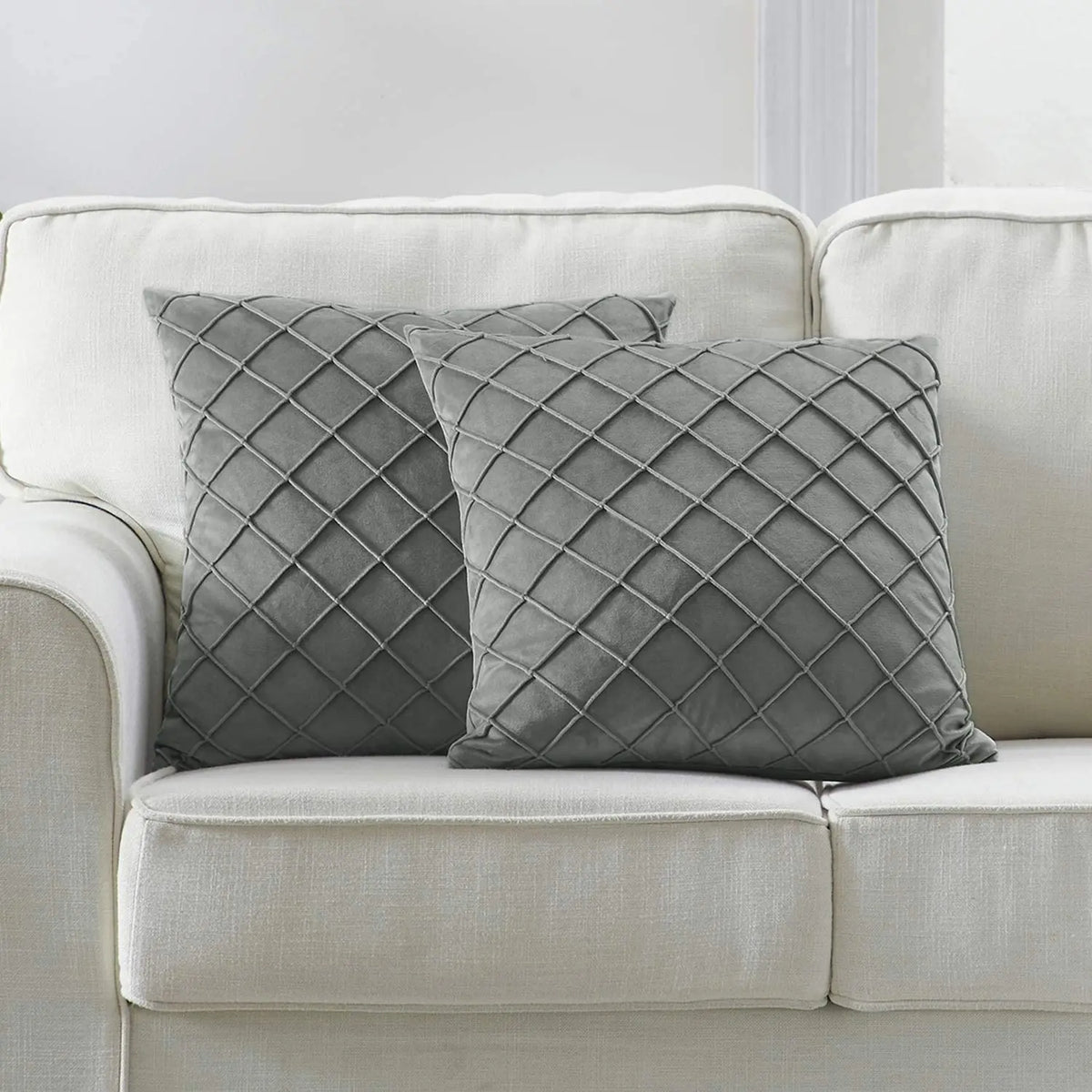 Dark Gray Velvet Plaid Pillow Cover | Cover Only | 12x20 to 20x20 in