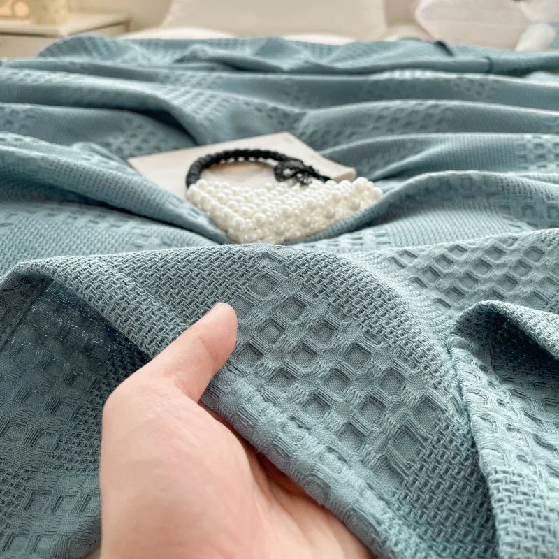 Cotton Waffle Throw Blanket | 100% Cotton, Breathable | 39x59 to 79x91 in