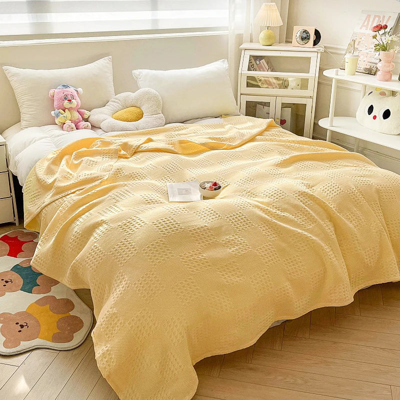 Cotton Waffle Throw Blanket | 100% Cotton, Breathable | 39x59 to 79x91 in
