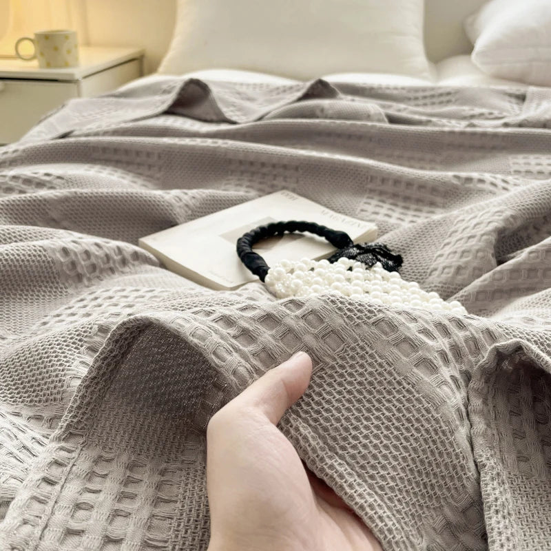Cotton Waffle Throw Blanket | 100% Cotton, Breathable | 39x59 to 79x91 in