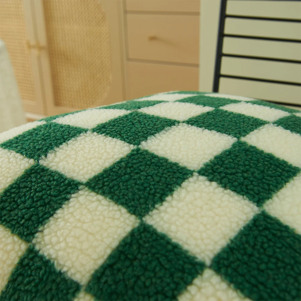 Checkered Fleece Pillow Covers, Set of 2 | Short Plush, Cover Only