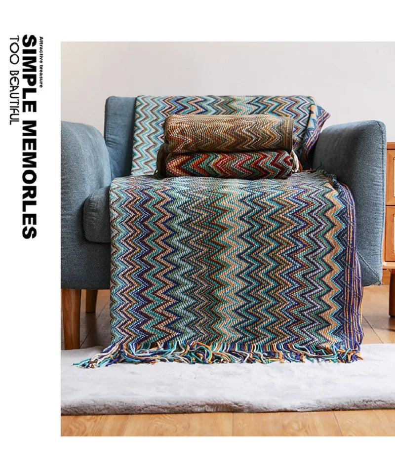 Hand-Knit Acrylic Throw Blanket | 100% Acrylic, Tasseled