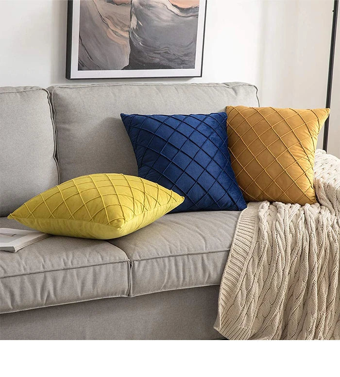 Dark Gray Velvet Plaid Pillow Cover | Cover Only | 12x20 to 20x20 in