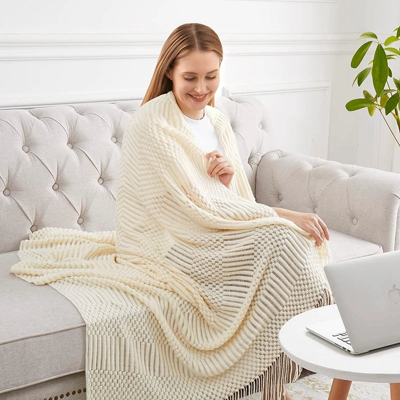 Textured Boho Knit Throw | Chunky Vintage Style