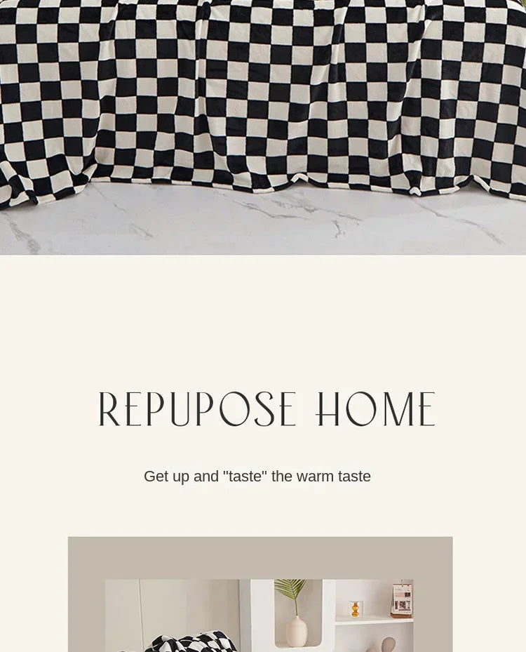 Checkerboard Throw Blanket | Black and White | 39x59 or 59x79 in