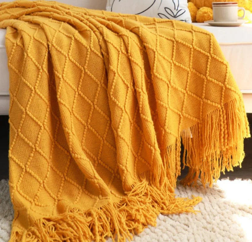 Textured Boho Knit Throw | Chunky Vintage Style