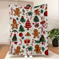 Christmas Gingerbread Flannel Throw | Soft Holiday Blanket