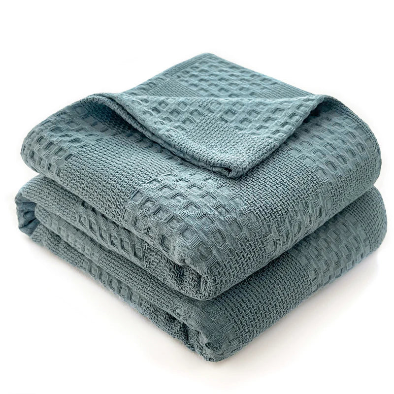 Cotton Waffle Throw Blanket | 100% Cotton, Breathable | 39x59 to 79x91 in