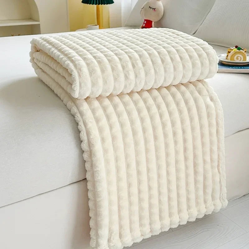 Plush Flannel Throw Blanket | Faux Rabbit Fur Feel, 8 Colors | 39x59 to 79x91 in