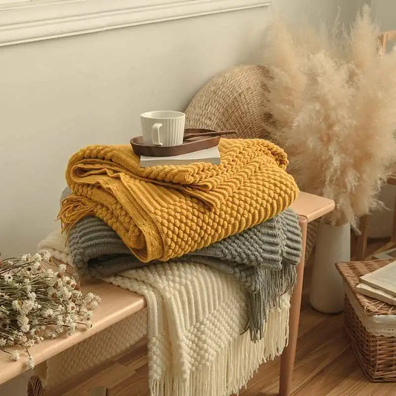 Textured Boho Knit Throw | Chunky Vintage Style