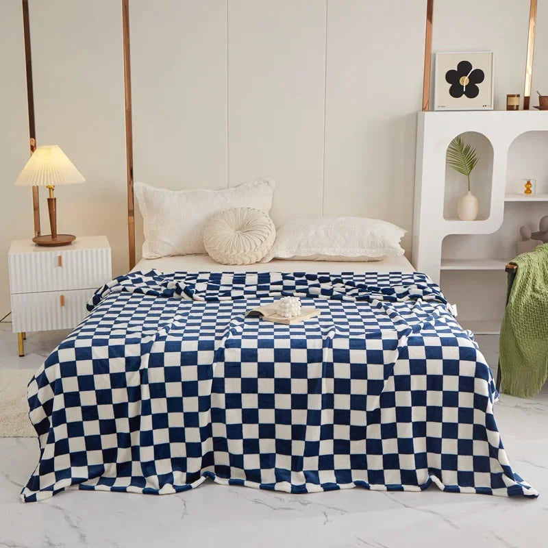 Checkerboard Throw Blanket | Black and White | 39x59 or 59x79 in