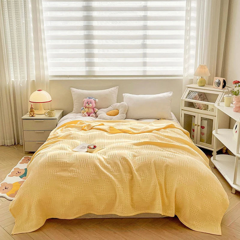 Cotton Waffle Throw Blanket | 100% Cotton, Breathable | 39x59 to 79x91 in