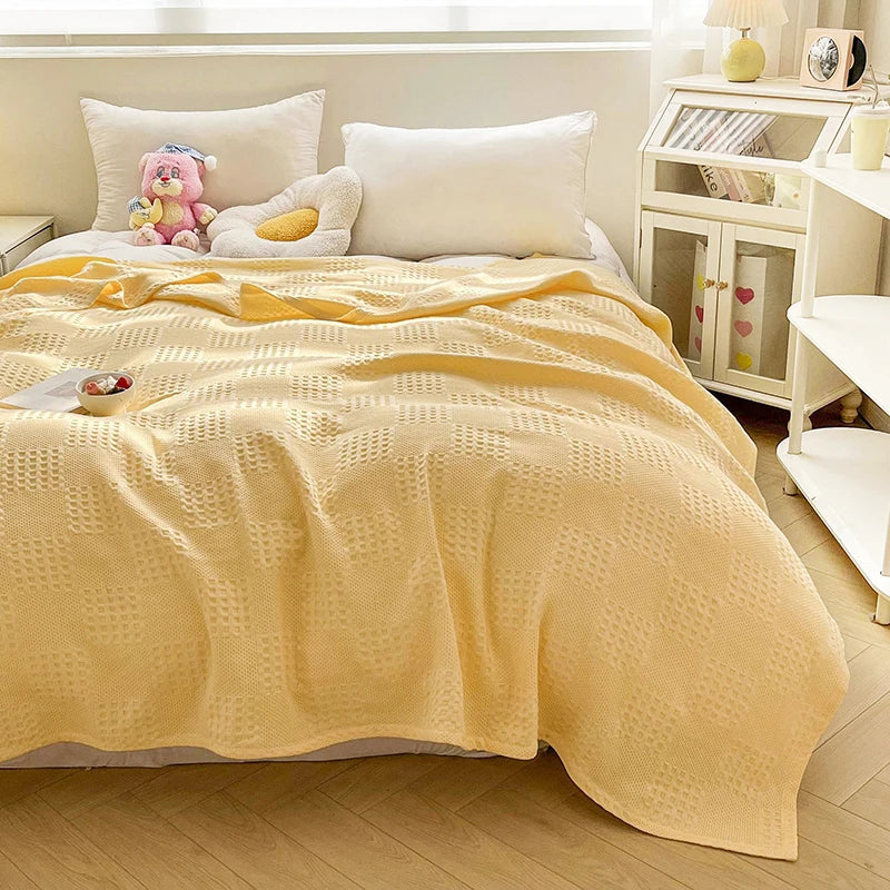 Cotton Waffle Throw Blanket | 100% Cotton, Breathable | 39x59 to 79x91 in