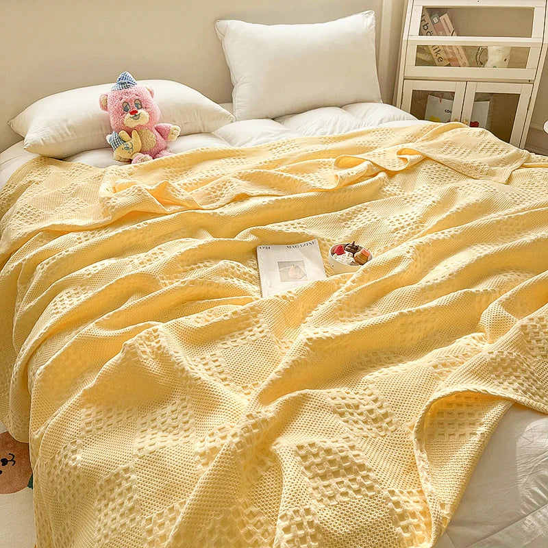 Cotton Waffle Throw Blanket | 100% Cotton, Breathable | 39x59 to 79x91 in