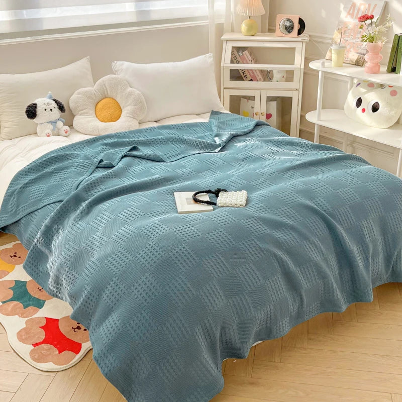 Cotton Waffle Throw Blanket | 100% Cotton, Breathable | 39x59 to 79x91 in