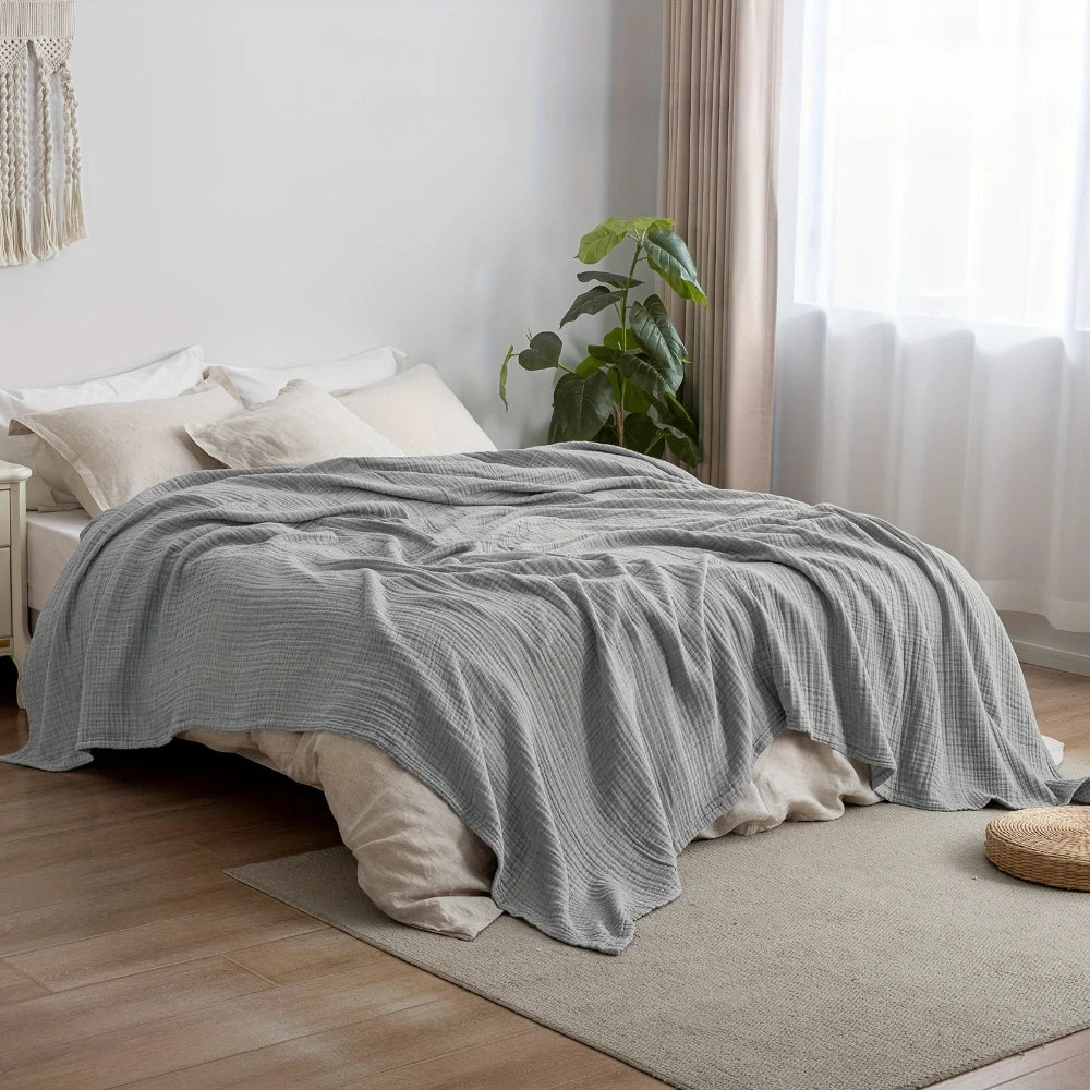Gray cotton muslin throw blanket (supplier photo)