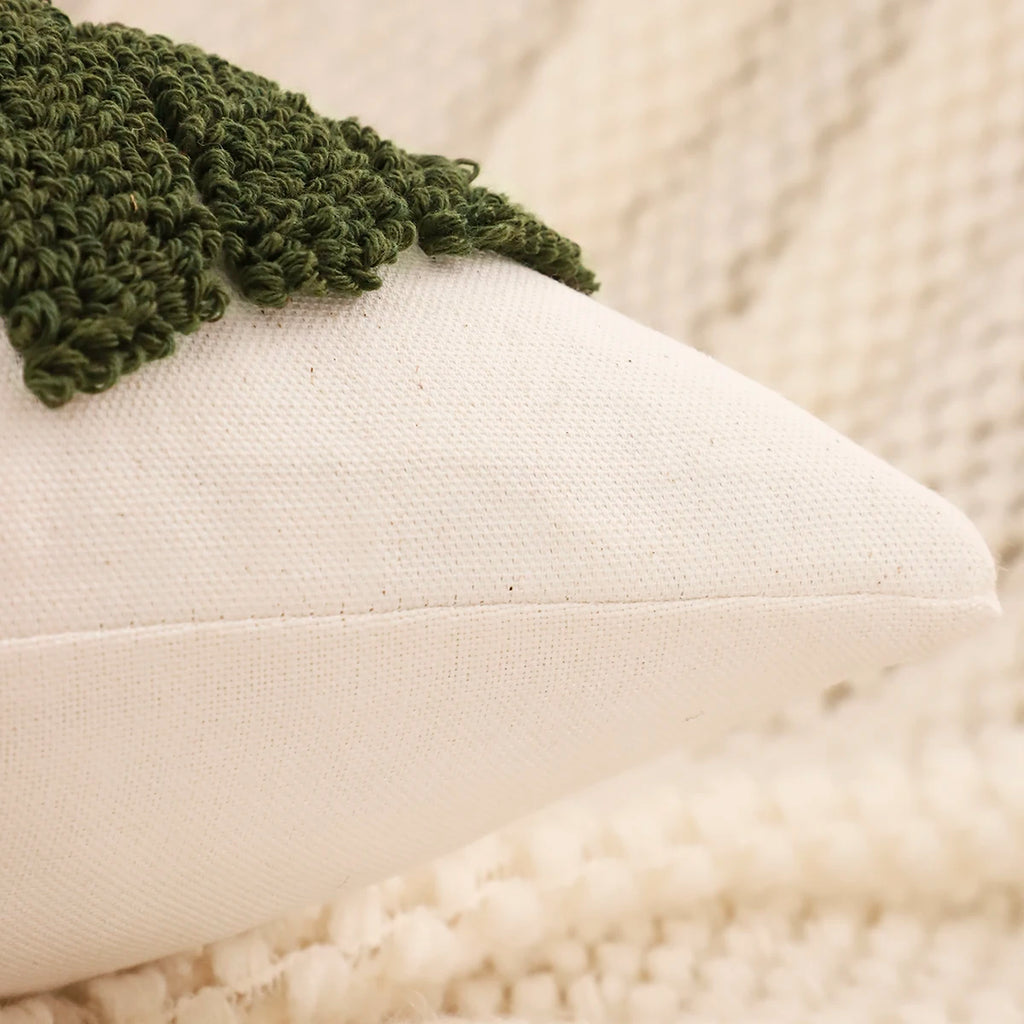 Tufted Snowflake and Reindeer Pillow Cover | Embroidered, Cover Only | 18x18 in