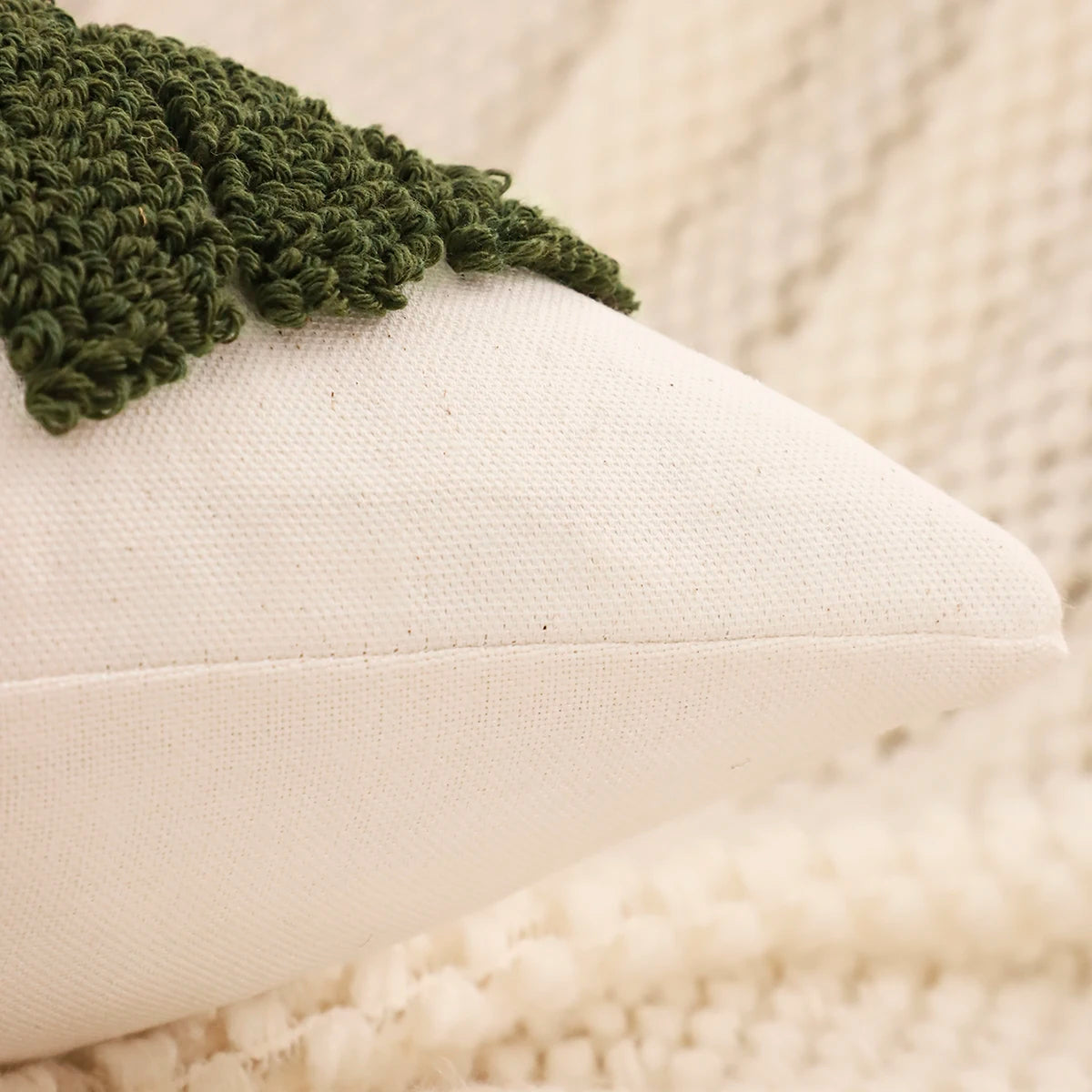 Tufted Snowflake and Reindeer Pillow Cover | Embroidered, Cover Only | 18x18 in
