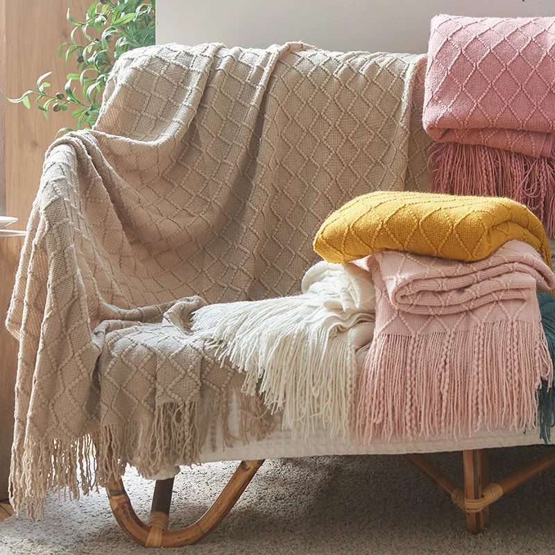 Textured Boho Knit Throw | Chunky Vintage Style