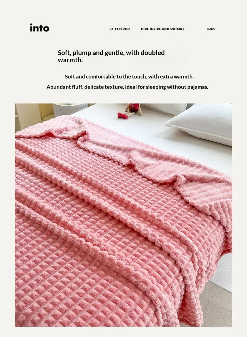 Plush Flannel Throw Blanket | Faux Rabbit Fur Feel, 8 Colors | 39x59 to 79x91 in