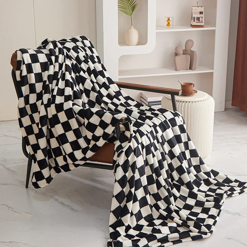 Checkerboard Throw Blanket | Black and White | 39x59 or 59x79 in