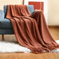 Solid Knit Throw Blanket with Tassels | Soft Nordic Style