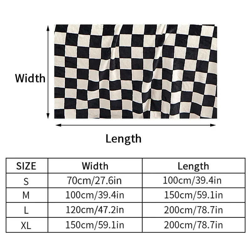 Checkerboard Throw Blanket | Black and White | 39x59 or 59x79 in