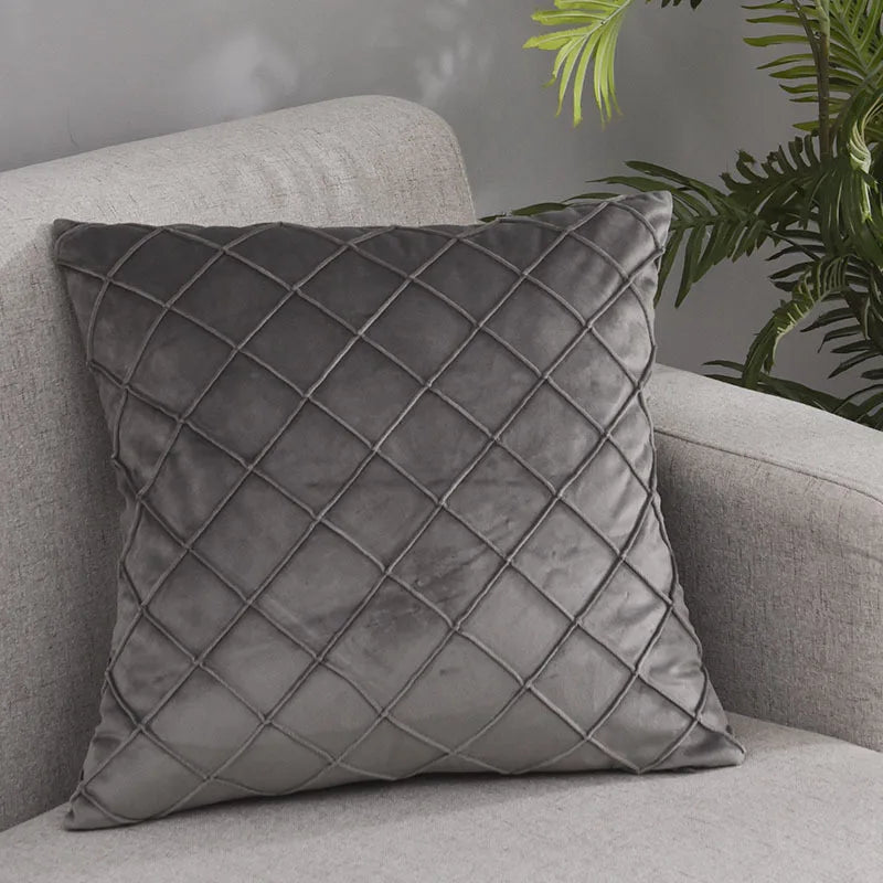Dark Gray Velvet Plaid Pillow Cover | Cover Only | 12x20 to 20x20 in