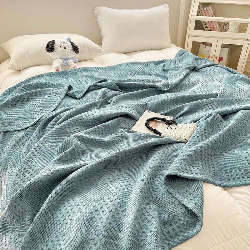 Cotton Waffle Throw Blanket | 100% Cotton, Breathable | 39x59 to 79x91 in
